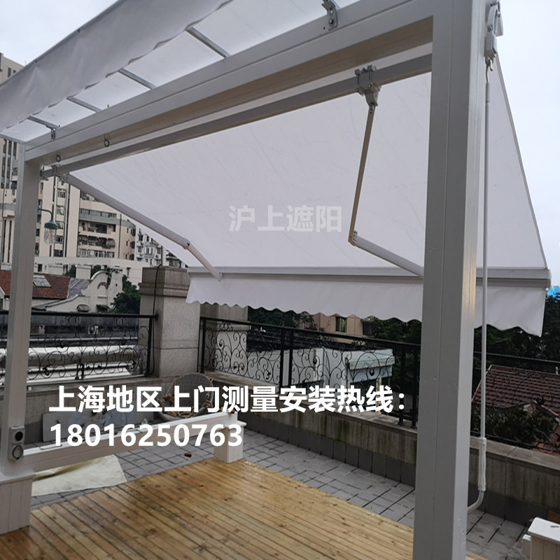 上海户外伸缩雨棚订定做阳台遮阳棚折叠车棚别墅收缩雨蓬手摇电动