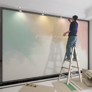 北欧电视背景墙壁纸艺术手绘抽象客厅沙发背景墙纸壁画卧室墙布