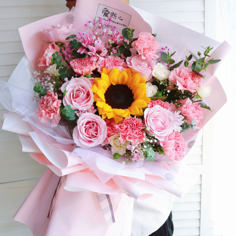 母亲节哈尔滨鲜花同城速递康乃馨百合花束生日礼物玫瑰送妈妈长辈