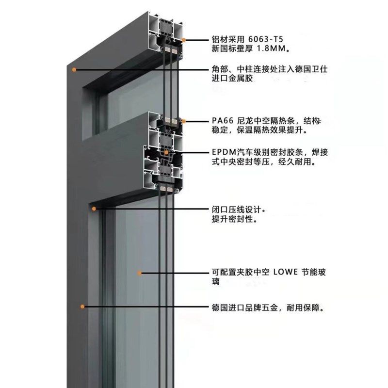 天津新款VF断桥铝系统门窗隔音窗封阳台落地窗钢化中空玻璃工厂店