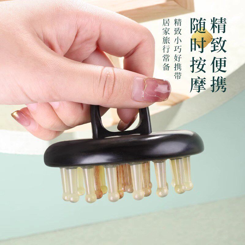 牛角梳指环梳按摩头皮经络梳檀木男女洗头天然家用多功能便携梳子