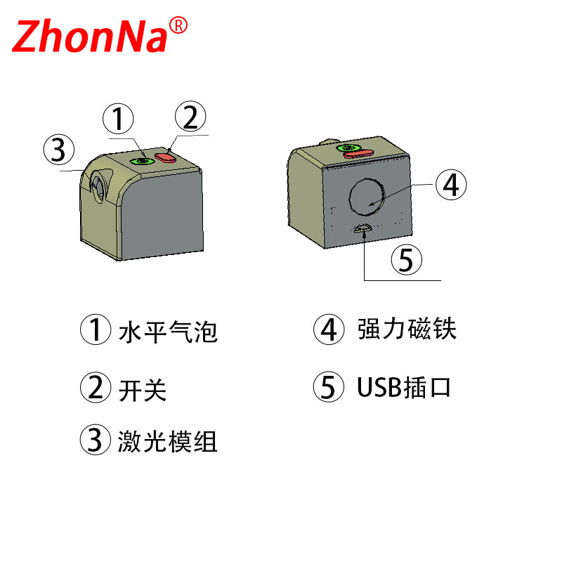 升级强绿光小型十字迷你便携激光水平仪红外线激光定位器 USB充电