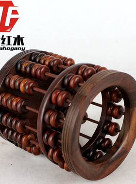特价红酸枝木雕刻笔筒实木质复古算盘笔筒木雕工艺品摆件办公礼品