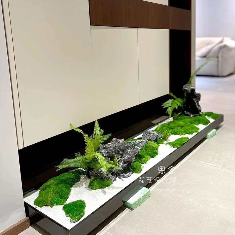 绿植盆景摆件植物装饰新中式日系花槽苔藓石子室内设计定制