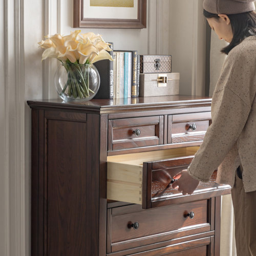 和年美家美式全实木六斗柜客厅储物柜抽屉柜卧室柜收纳柜子六斗橱