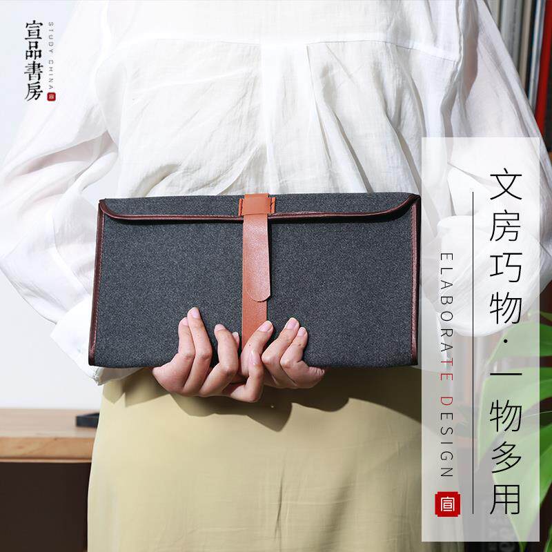 毛笔笔帘中国风毛毡包毛毡笔袋大容量便携初学者练习用书法国画实