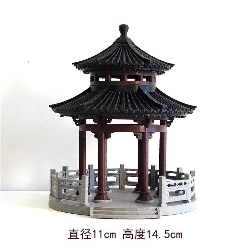 钰书房古建筑模型国风造景摆件鱼缸水陆缸盆景装饰凉亭3D打印配件