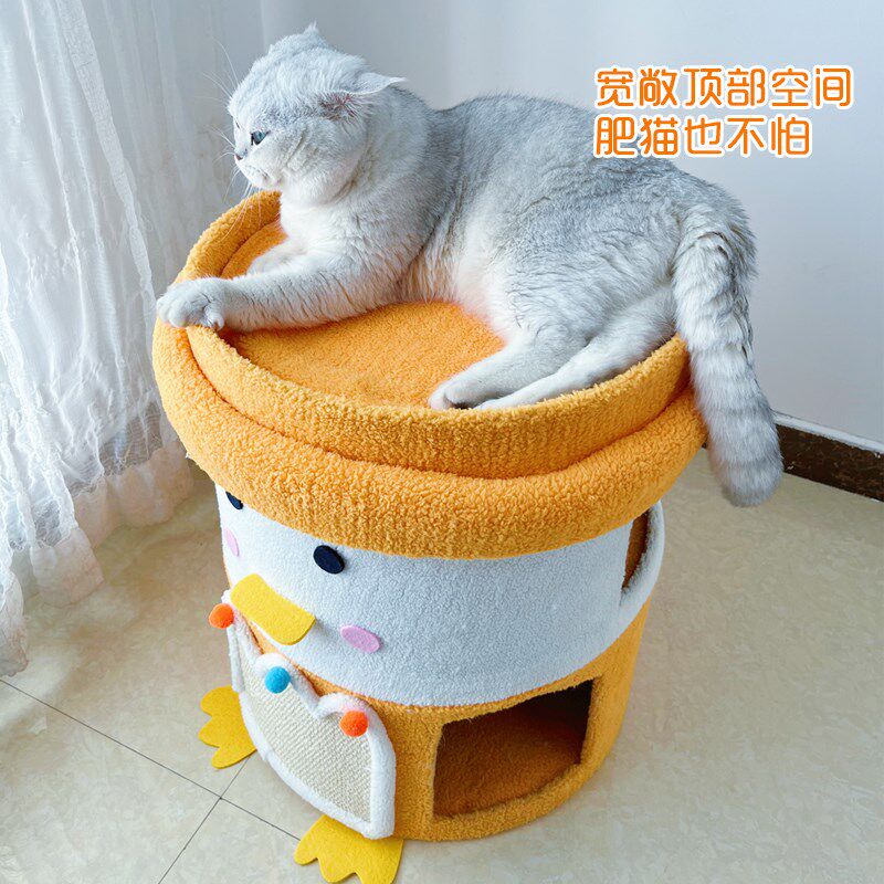剑麻猫抓桶猫隧道爬架封闭式猫屋猫树一体猫咪三层大剑麻桶四季用