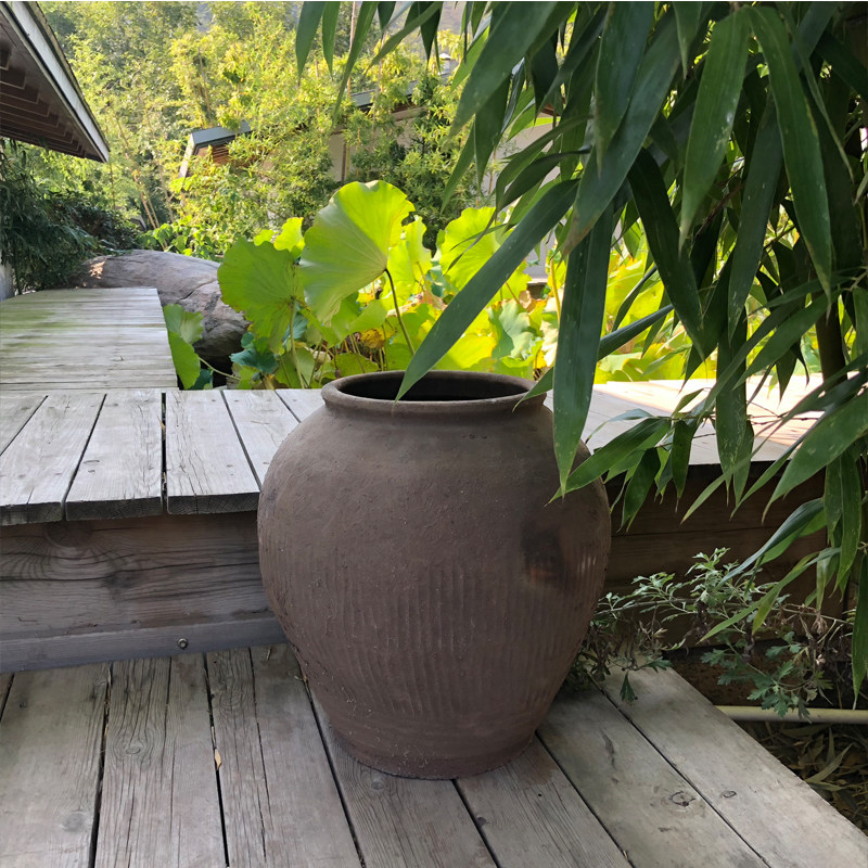 颜林仿古陶器组合花盆 大号陶缸景观装饰 底部无孔田园风格