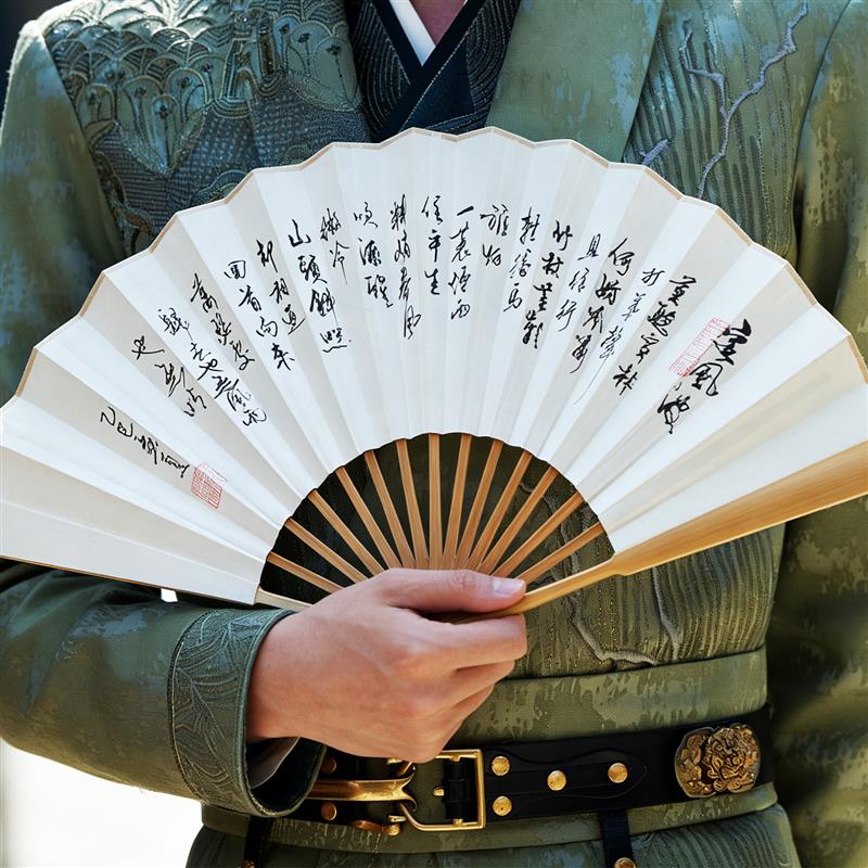 韩一墨折扇定制题字书法手写玉竹扇子古风送礼品手绘纸扇子中国风