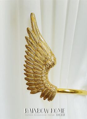 出口创意小天使翅膀黄铜纯铜窗帘挂钩装饰挂钩复古绑带欧式墙钩
