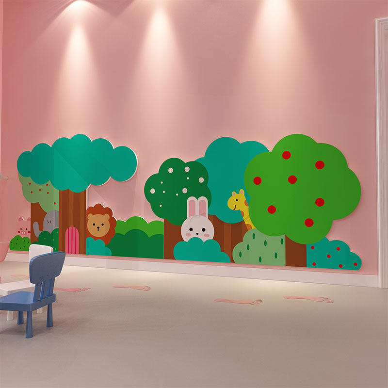 幼儿园环创设主题文化墙面装饰成品踢脚线贴环境布置材料动物森林