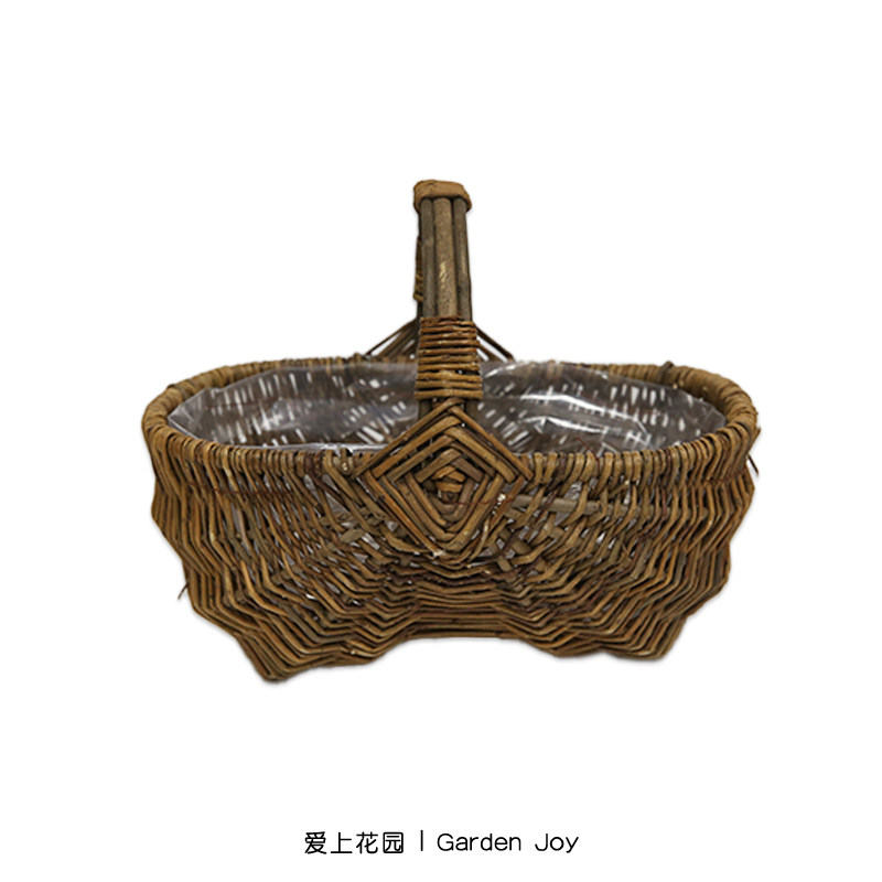 爱上花园丨园艺杂货 手工柳编篮子花篮收纳篮 单把椭圆西瓜收底篮