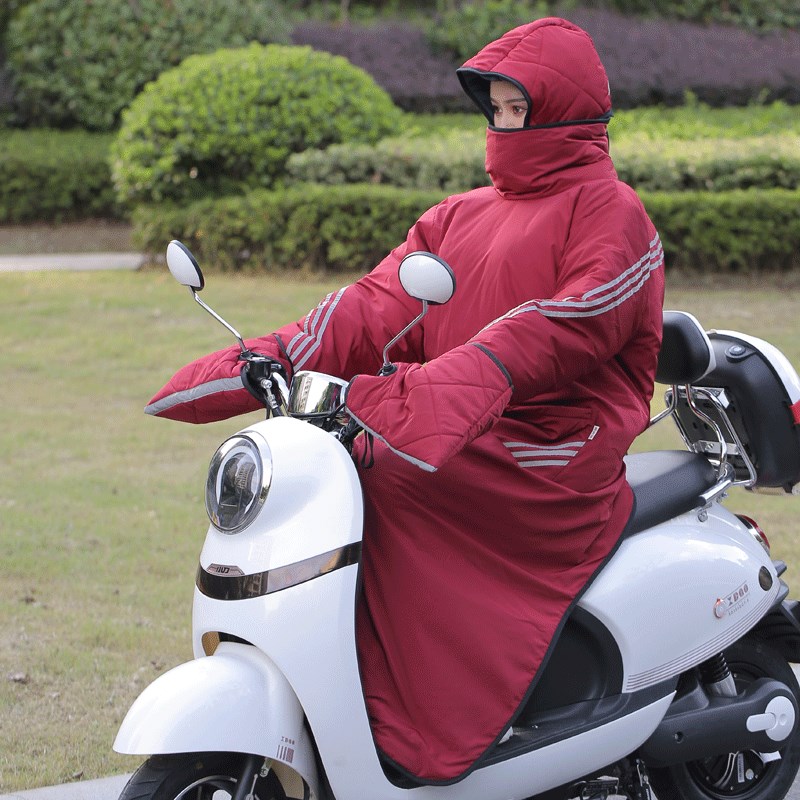 电动车挡风衣冬季加绒加厚防风防雨防寒骑车保暖防风被骑车神器