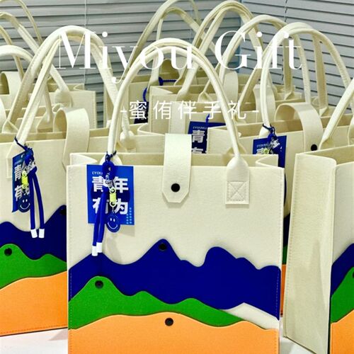 龙年五一五四公司团建新款毛毡包手提袋收纳袋大容量定制logo礼袋