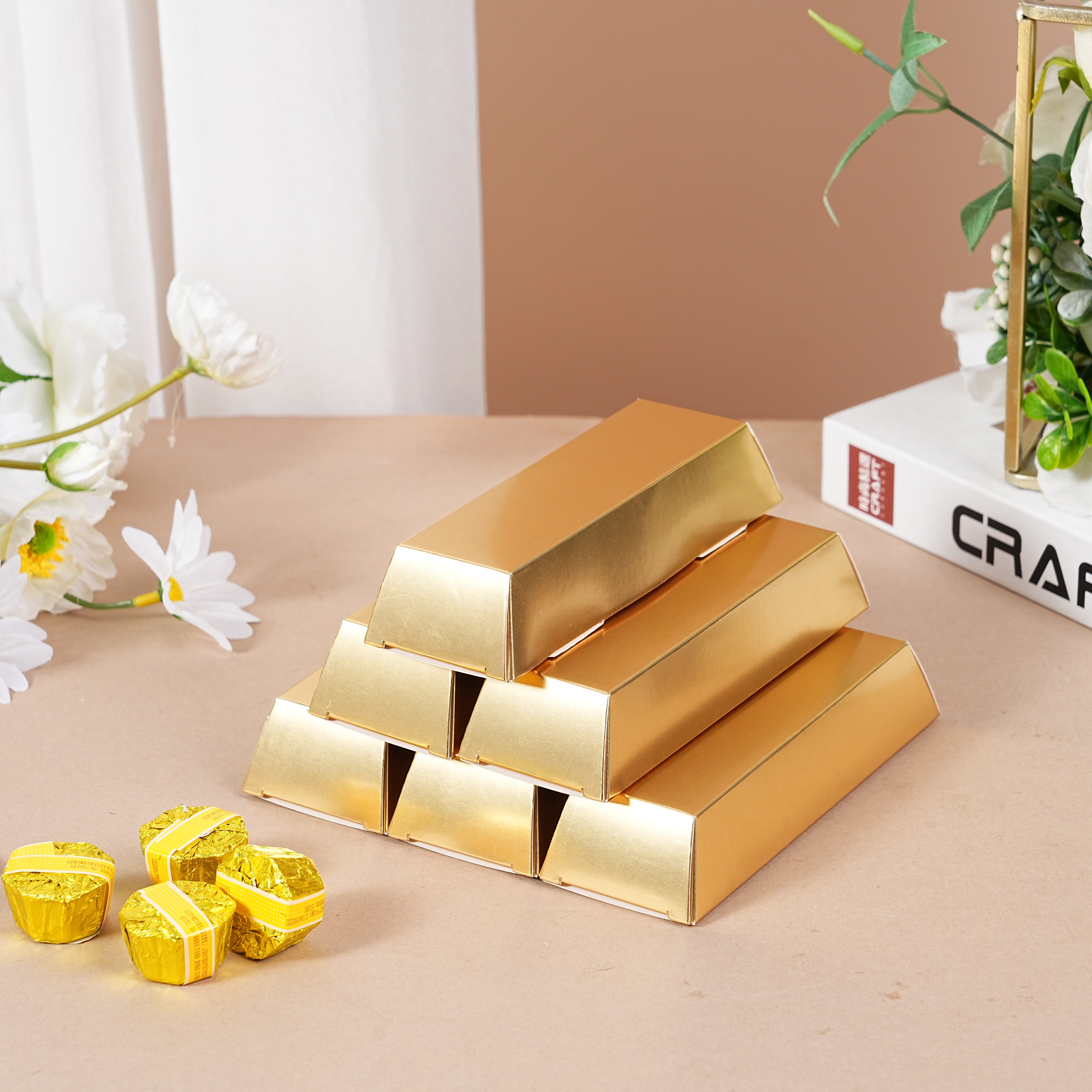 新款仿真金砖金条包装盒 喜庆折叠糖果礼盒 节日礼品纸盒