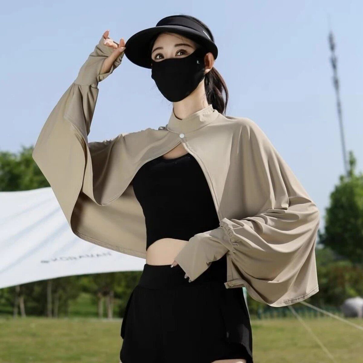 披肩女夏夏季骑车开车防紫外线罩衫斗篷透气防晒披肩女款爆款新款