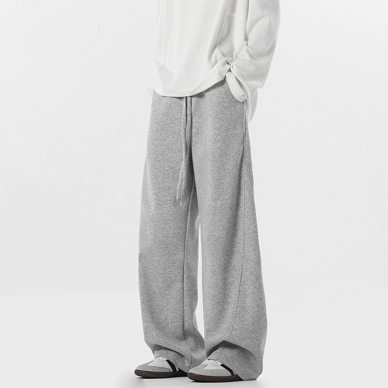 春季美式华棉弯刀卫裤男女宽松慵懒阔腿长裤运动休闲直筒垂感裤子