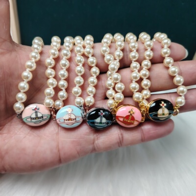 《现货秒发》土星搪瓷珍珠项链女轻奢小众设计感高级锁骨链