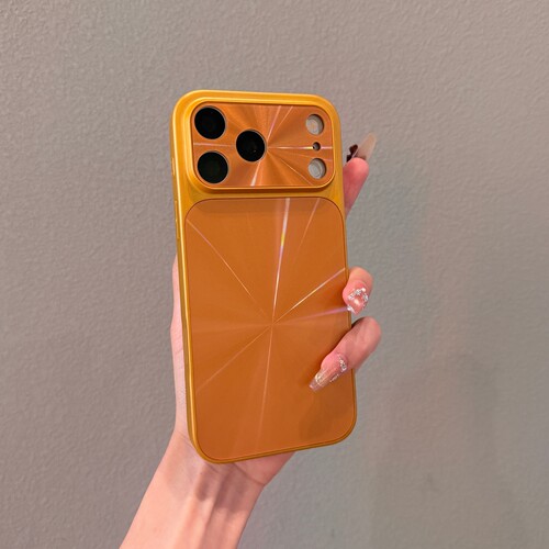 ins姜黄色极光镭射CD纹适用iPhone18promax手机壳苹果17Pro新款16秒变大视窗15PM情侣高级13防摔男女14保护套