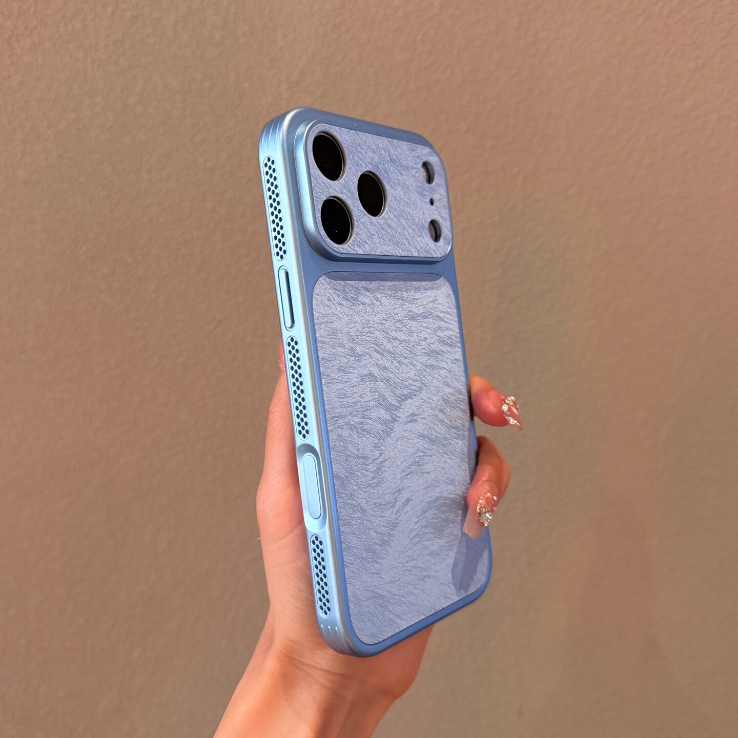 丝绒布素皮纹适用iPhone18promax手机壳苹果17Pro高级感新款冰川蓝16大视窗15情侣简约14PM女18pro防摔保护套