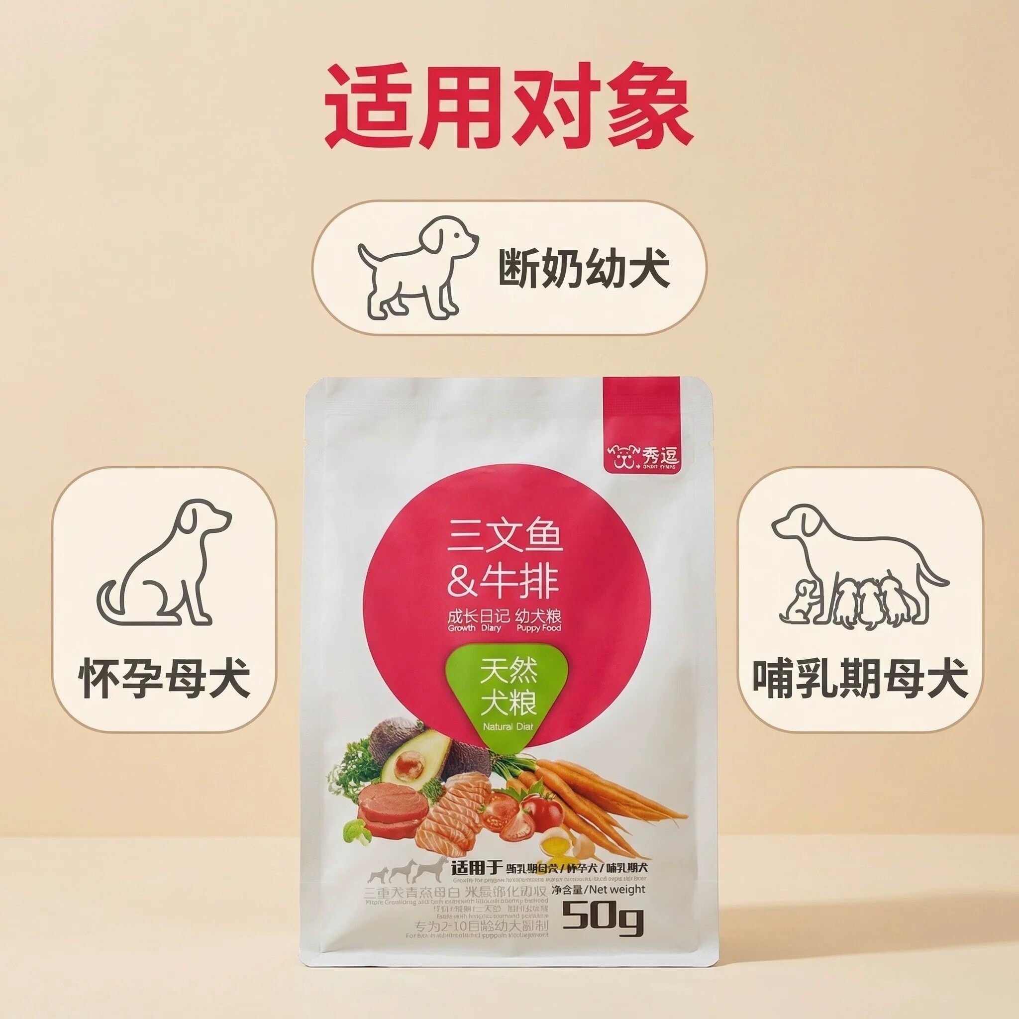 三文鱼牛排幼犬试用装狗粮图片