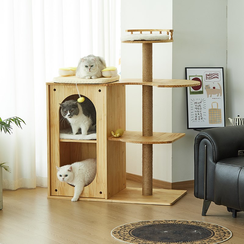 免安装全实木猫爬架大型豪华猫窝四季人宠多猫别墅原创家俱猫屋