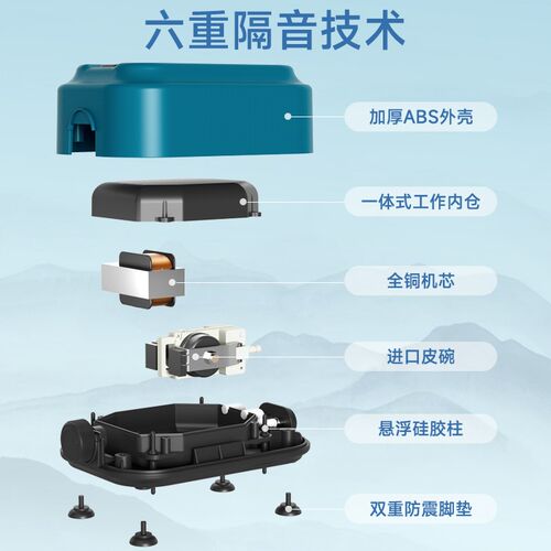 鱼缸氧气泵超静音鱼缸增氧机小型家用充氧机养鱼专用打氧泵大功率