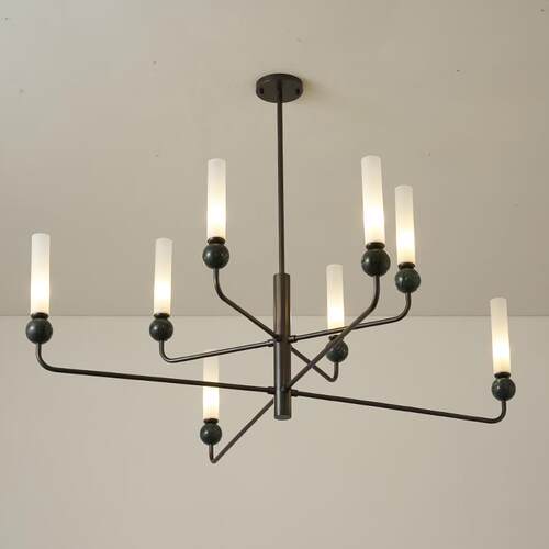 狐狸优选 全铜法式中古吊灯复古客厅饭厅南洋风天然大理石灯具
