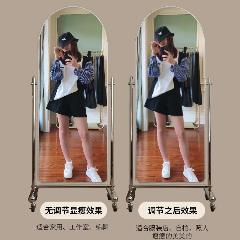 跳舞蹈镜子练舞家用全身镜轻奢高级全身落地镜可移动服装店全身镜