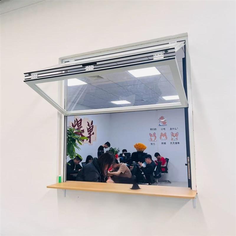 上下折叠窗厨房奶茶咖啡店铺吧台提升上翻窗左右铝合金玻璃推拉门