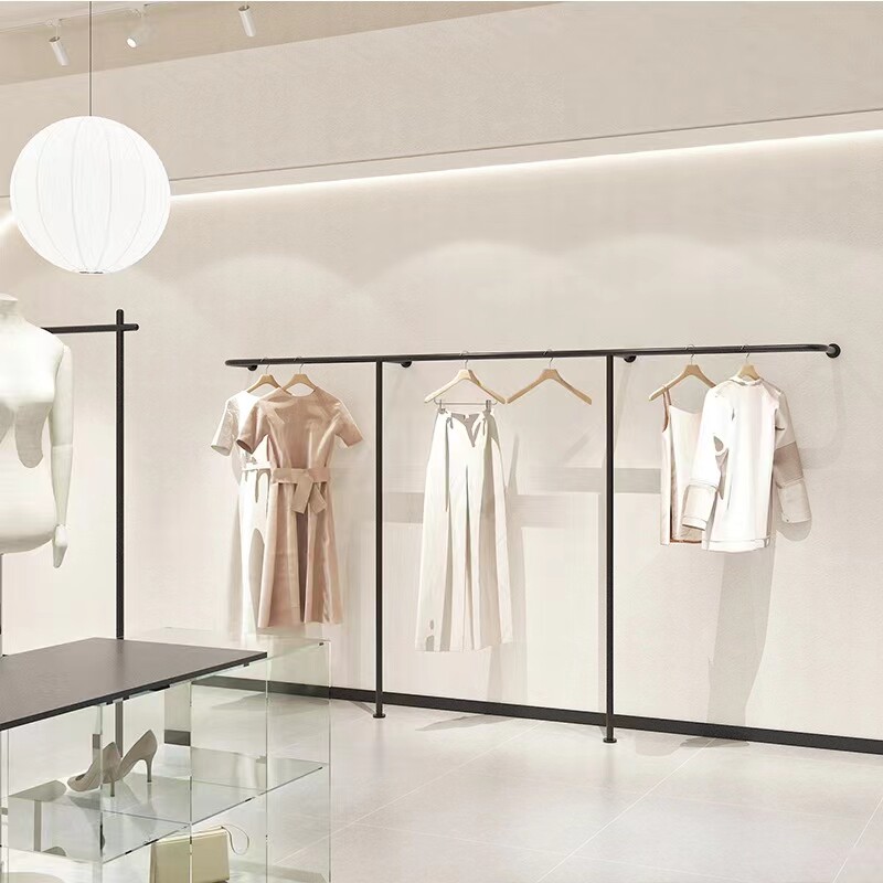服装店展示架女装店陈列架黑色服装架男装店简约衣架落地式挂衣架