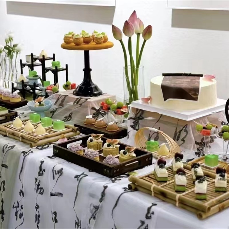 荷花中式甜品台宝宝宴茶歇下午茶摆台展示架点心架蛋糕架