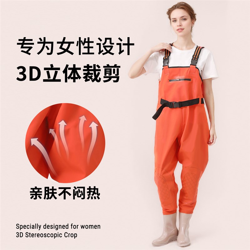 女士下水裤半身亲子赶海服连体捕鱼服沙滩雨鞋防水赶海涉水服