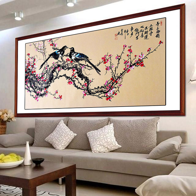 客厅卧室书房国画梅花洛阳花鸟水墨装饰挂画纯手绘真迹三尺横幅
