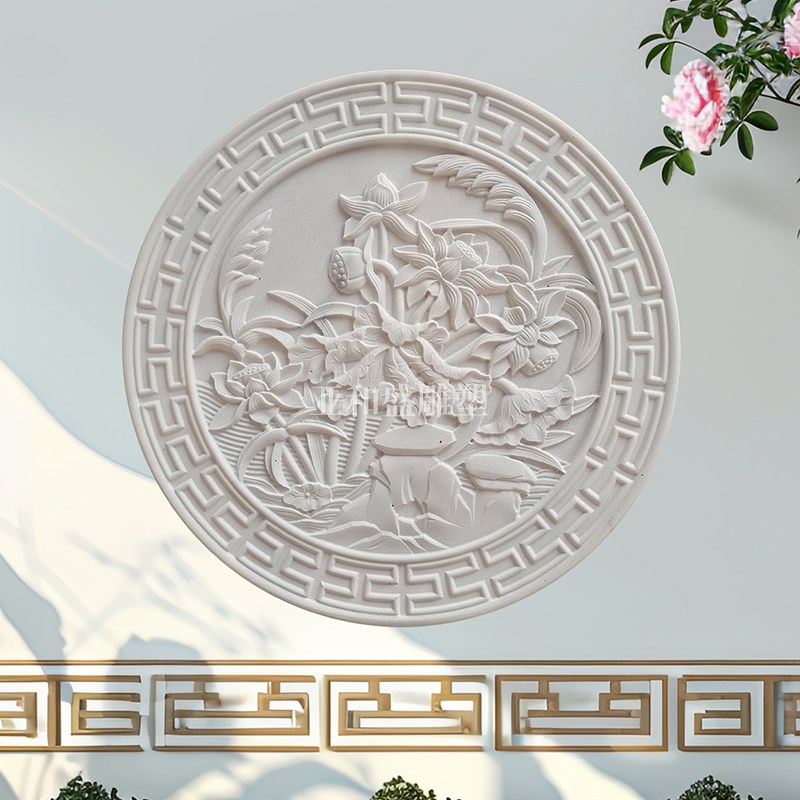 石雕浮雕地雕青石祥云五福字中式庭院彷古别墅铺地面进门大理石材