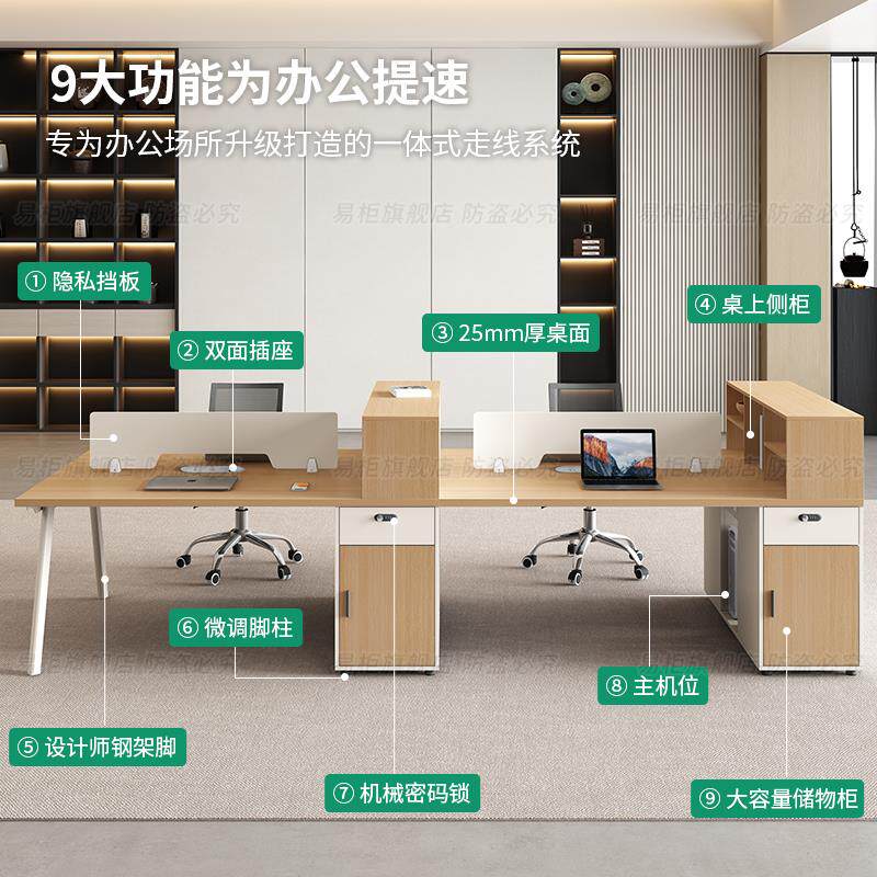 办公桌简约现代办公桌椅组合4人6人位屏风工作位职员电脑桌员工桌