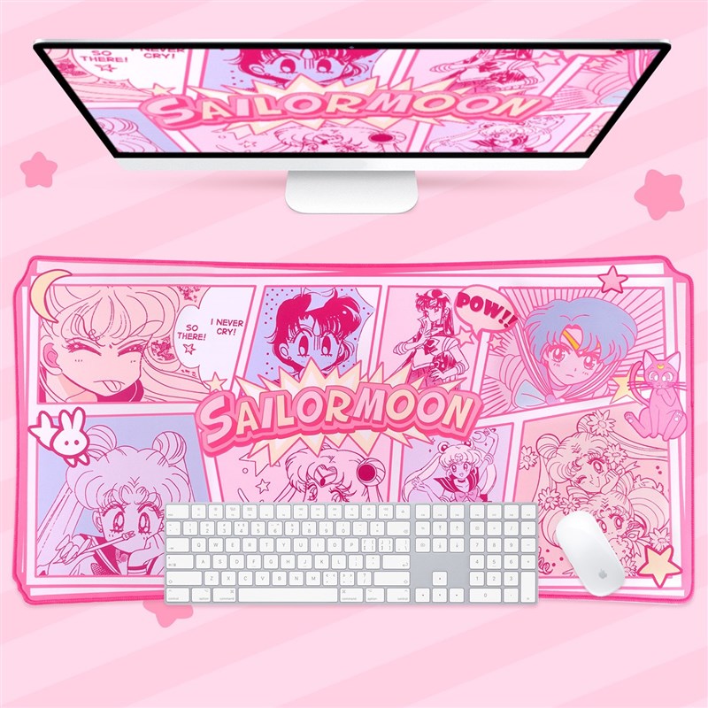 原创美少女超大号游戏鼠标垫电竞水冰月可爱办公桌垫防滑加厚软垫