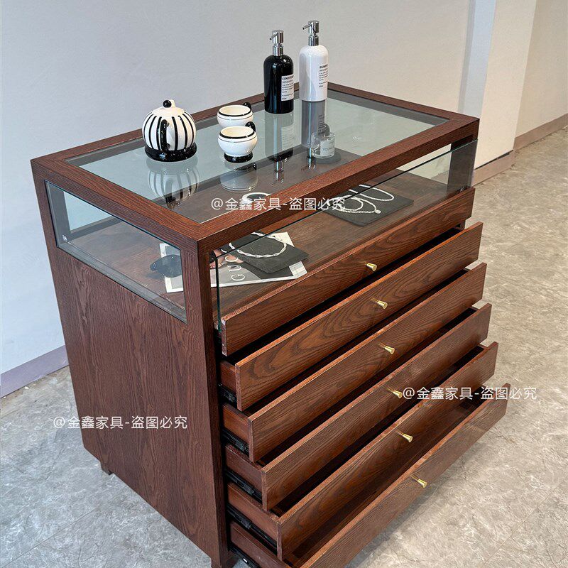 饰品柜珠宝网红陈列柜展示柜精品柜简约斗柜轻奢流水台玻璃中岛柜