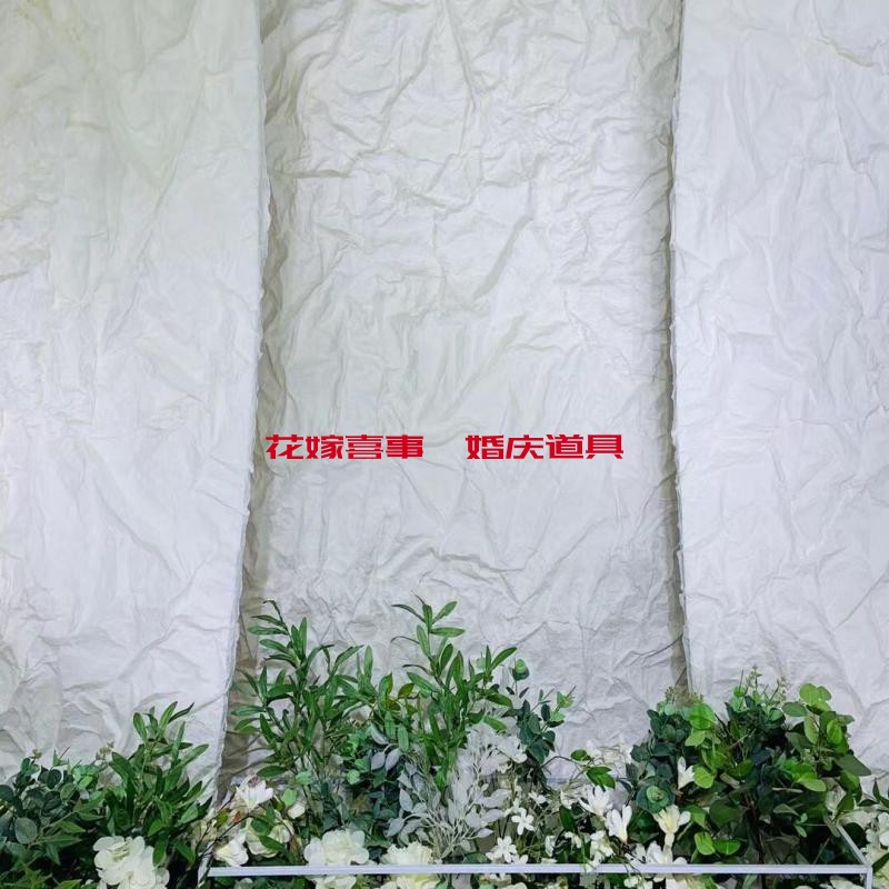 婚礼舞台手工DIY褶皱纸皱纹造型纸白色手揉纸艺婚庆道具橱窗装饰