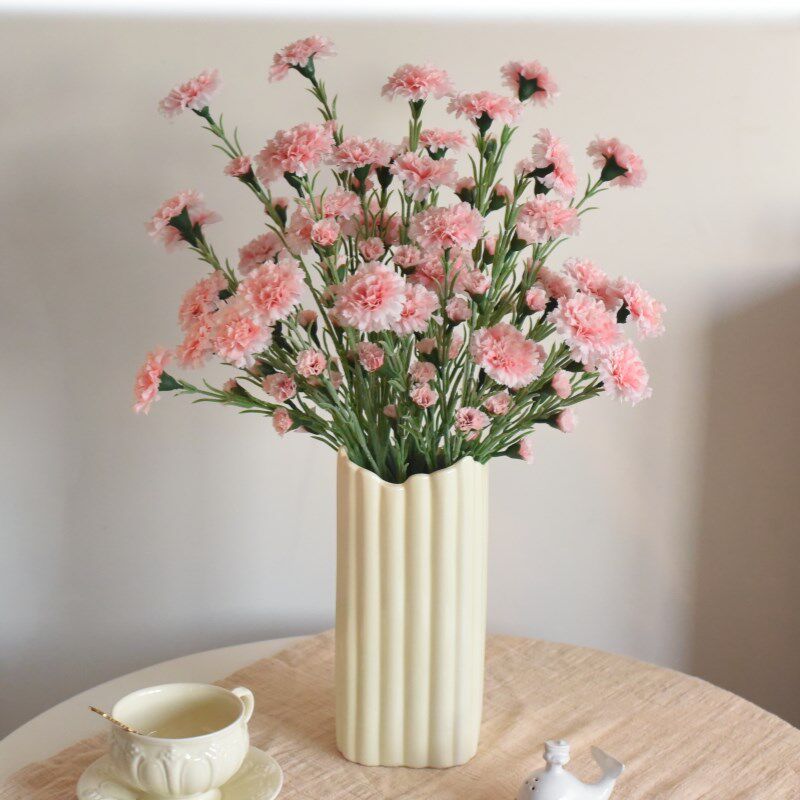 康乃馨假花仿真花摆设房间卧室插花客厅装饰花艺餐桌摆件干花花束