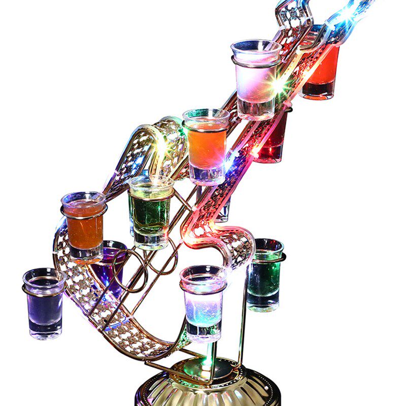 酒吧发光酒架子弹杯架KTV洋酒啤酒杯一口杯架创意七彩鸡尾酒架子