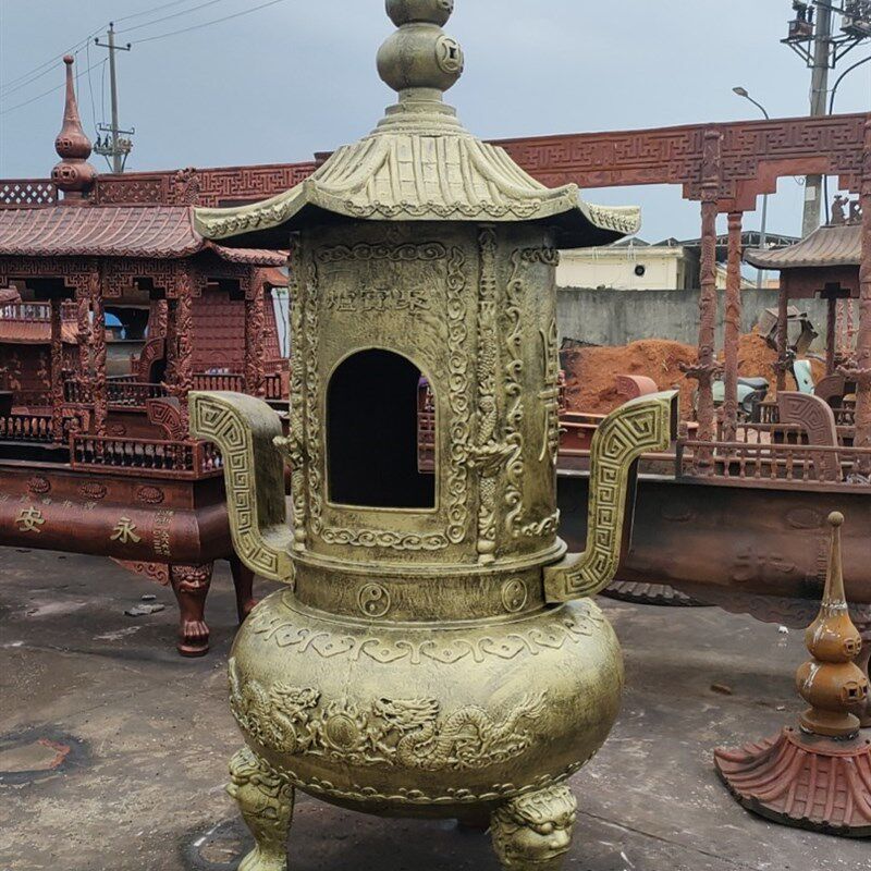 铸铁圆形烧纸炉寺庙仿古大型户外室外香炉家用拜神烧纸桶家用焚