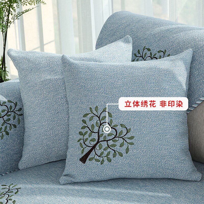 高档沙发垫四季通用布艺皮防滑棉麻夏季坐垫子北欧简约套罩巾靠背