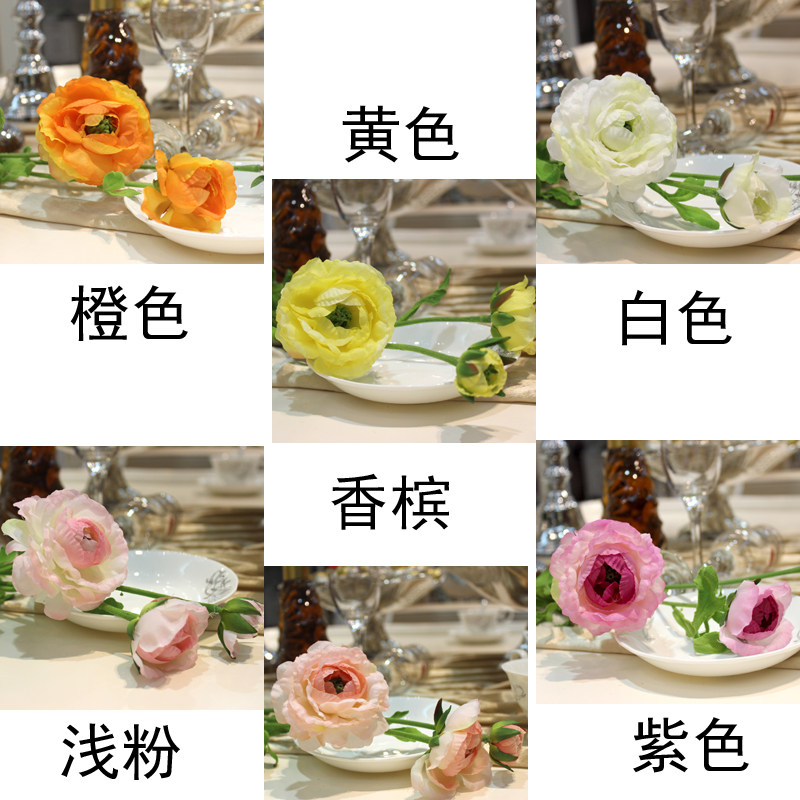 高端仿真花束3头露莲花茶玫芍药假花卧室客厅餐桌装饰摆设6枝组合