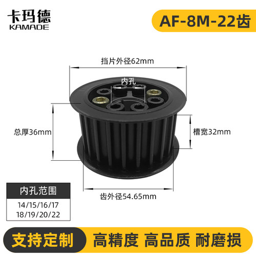8M22齿 45号钢免键涨紧套同步轮带轮皮带轮 PTLM22P8M300-F-19/20
