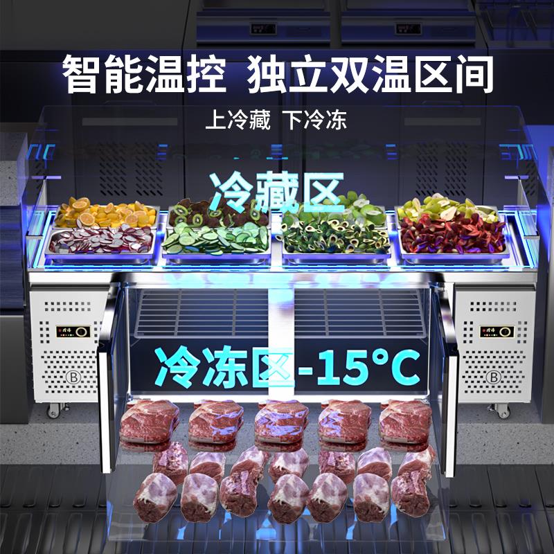 不锈钢推拉门冰台冷藏展示柜商用海鲜冰鲜台点菜柜卧式保鲜冷冻柜