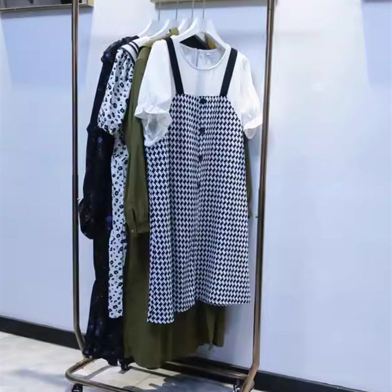 不锈钢落地架折叠展示架简易服装架移动龙门架女装货架金色挂衣架