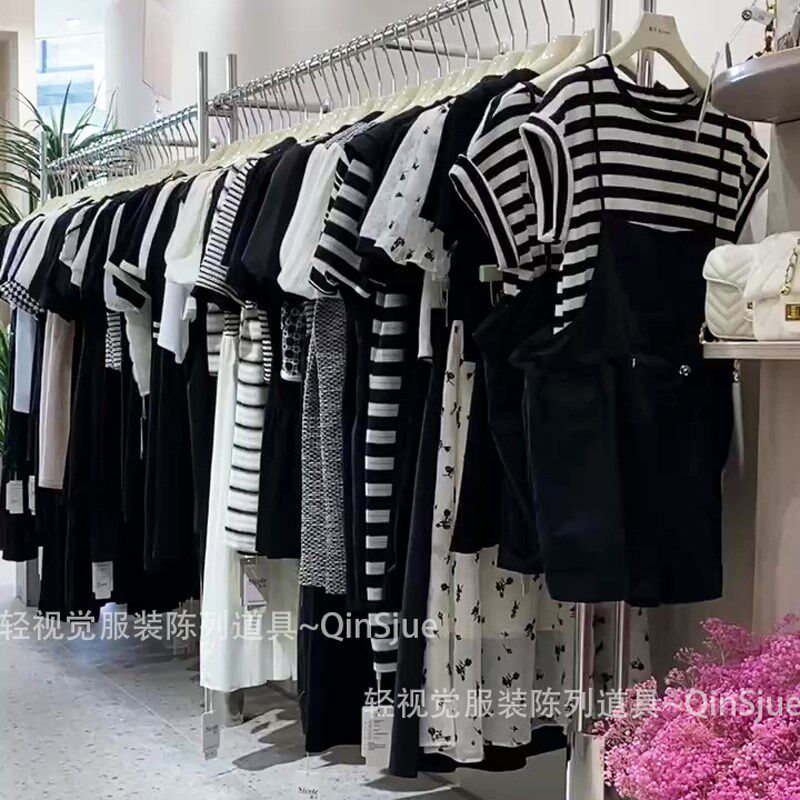 服装店展示架上墙架壁挂式侧挂不锈钢陈列架衣服挂衣杆女装店货架