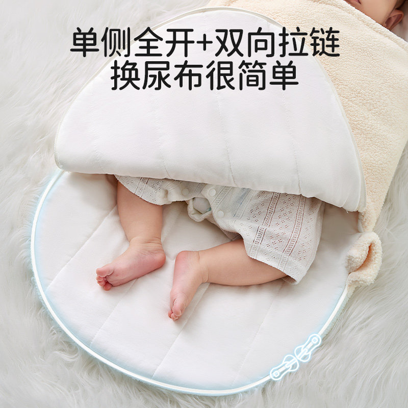 秋冬加厚婴儿包被羊羔绒初生抱被 产房保暖外出防踢护肚
